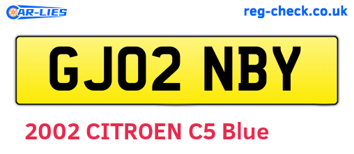 GJ02NBY are the vehicle registration plates.