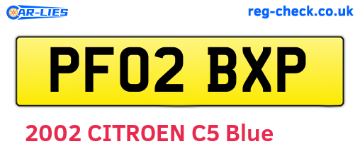 PF02BXP are the vehicle registration plates.