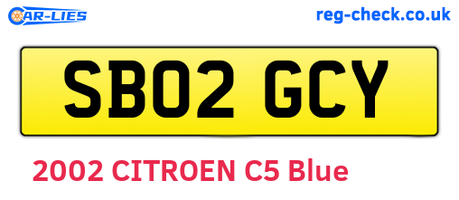 SB02GCY are the vehicle registration plates.