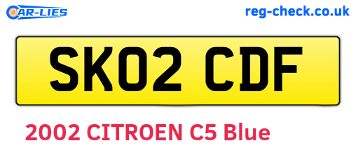 SK02CDF are the vehicle registration plates.