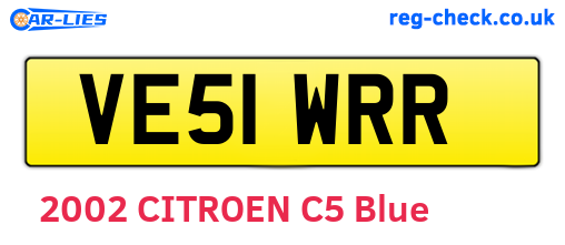 VE51WRR are the vehicle registration plates.