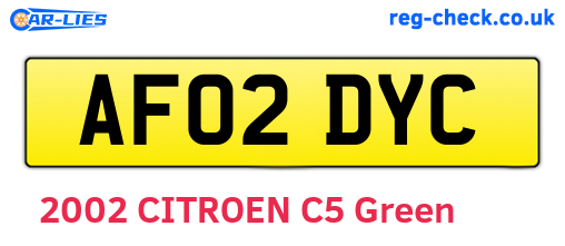 AF02DYC are the vehicle registration plates.