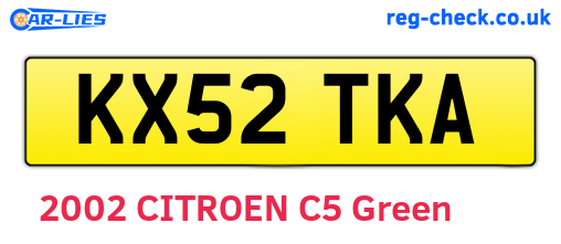 KX52TKA are the vehicle registration plates.