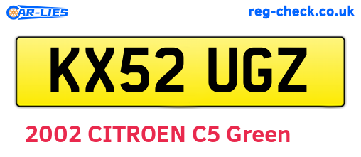 KX52UGZ are the vehicle registration plates.