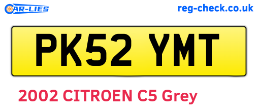 PK52YMT are the vehicle registration plates.