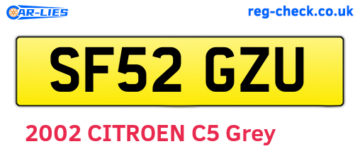 SF52GZU are the vehicle registration plates.