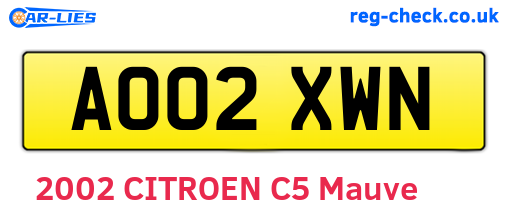 AO02XWN are the vehicle registration plates.