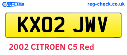 KX02JWV are the vehicle registration plates.