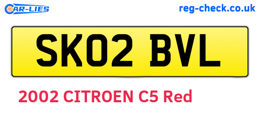 SK02BVL are the vehicle registration plates.