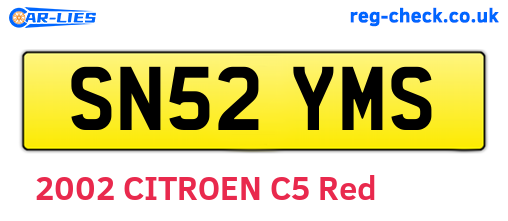 SN52YMS are the vehicle registration plates.