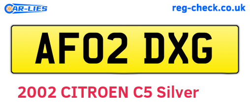 AF02DXG are the vehicle registration plates.