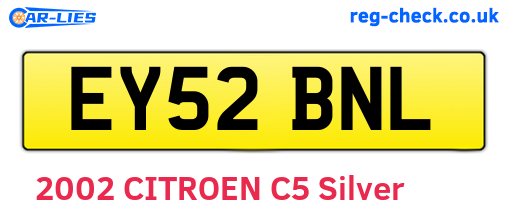 EY52BNL are the vehicle registration plates.