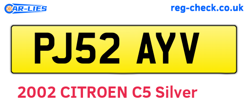 PJ52AYV are the vehicle registration plates.