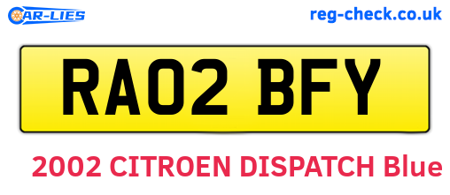 RA02BFY are the vehicle registration plates.