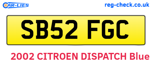 SB52FGC are the vehicle registration plates.