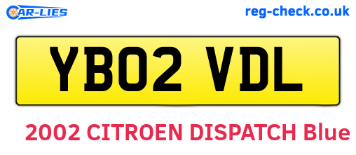 YB02VDL are the vehicle registration plates.