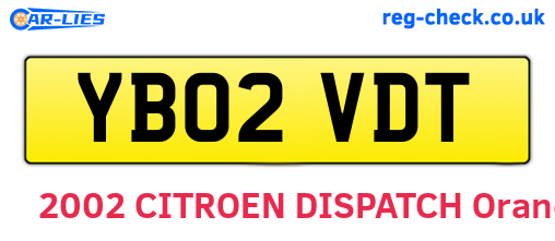 YB02VDT are the vehicle registration plates.