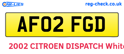 AF02FGD are the vehicle registration plates.