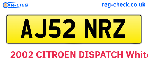 AJ52NRZ are the vehicle registration plates.