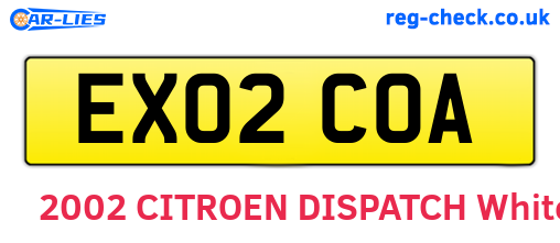 EX02COA are the vehicle registration plates.