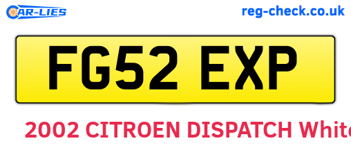 FG52EXP are the vehicle registration plates.
