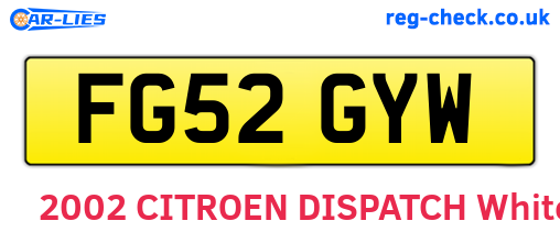 FG52GYW are the vehicle registration plates.