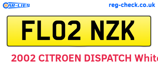 FL02NZK are the vehicle registration plates.