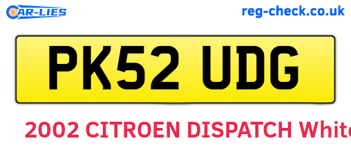 PK52UDG are the vehicle registration plates.