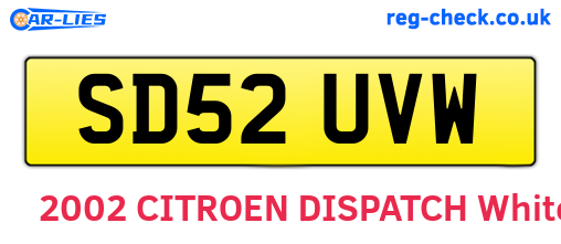 SD52UVW are the vehicle registration plates.