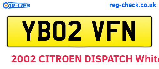 YB02VFN are the vehicle registration plates.