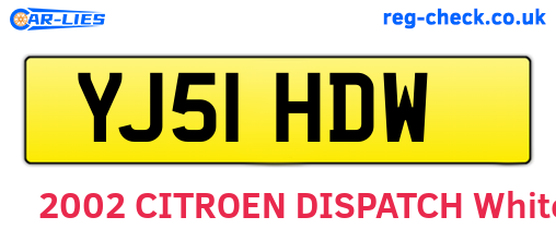 YJ51HDW are the vehicle registration plates.