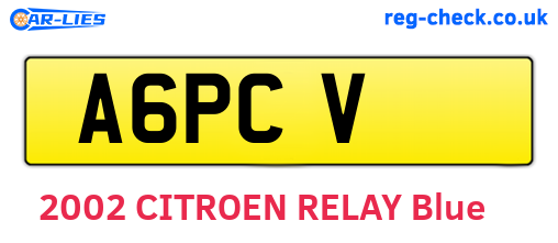 A6PCV are the vehicle registration plates.