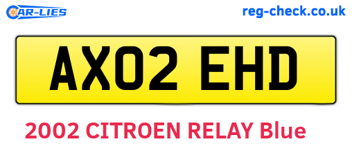 AX02EHD are the vehicle registration plates.