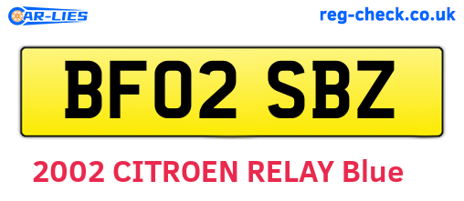BF02SBZ are the vehicle registration plates.