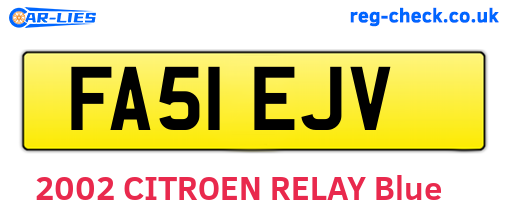 FA51EJV are the vehicle registration plates.
