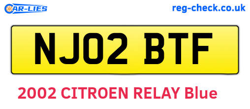 NJ02BTF are the vehicle registration plates.