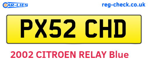 PX52CHD are the vehicle registration plates.