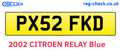 PX52FKD are the vehicle registration plates.