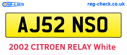 AJ52NSO are the vehicle registration plates.