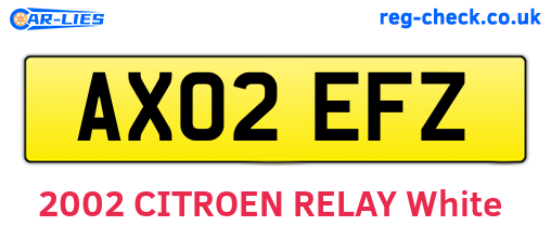 AX02EFZ are the vehicle registration plates.