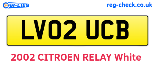 LV02UCB are the vehicle registration plates.