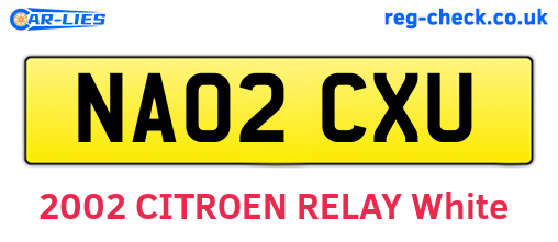 NA02CXU are the vehicle registration plates.