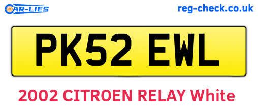 PK52EWL are the vehicle registration plates.
