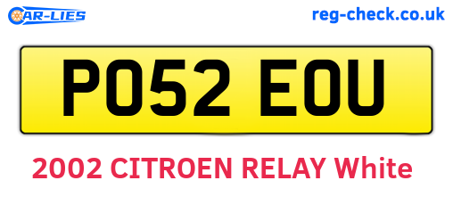 PO52EOU are the vehicle registration plates.