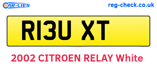 R13UXT are the vehicle registration plates.