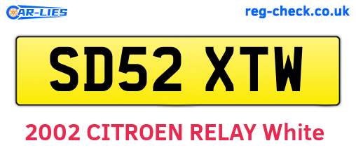 SD52XTW are the vehicle registration plates.