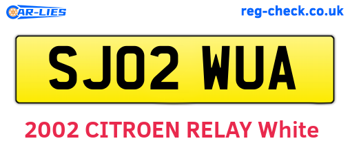SJ02WUA are the vehicle registration plates.