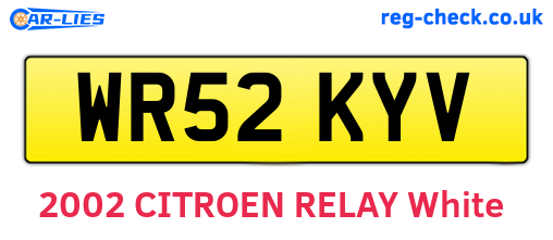 WR52KYV are the vehicle registration plates.