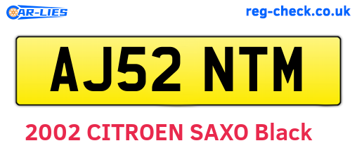 AJ52NTM are the vehicle registration plates.