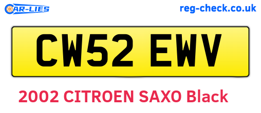 CW52EWV are the vehicle registration plates.